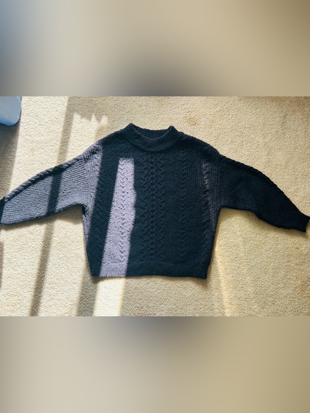 Classic Black Cable-Knit Wool Turtleneck Sweater